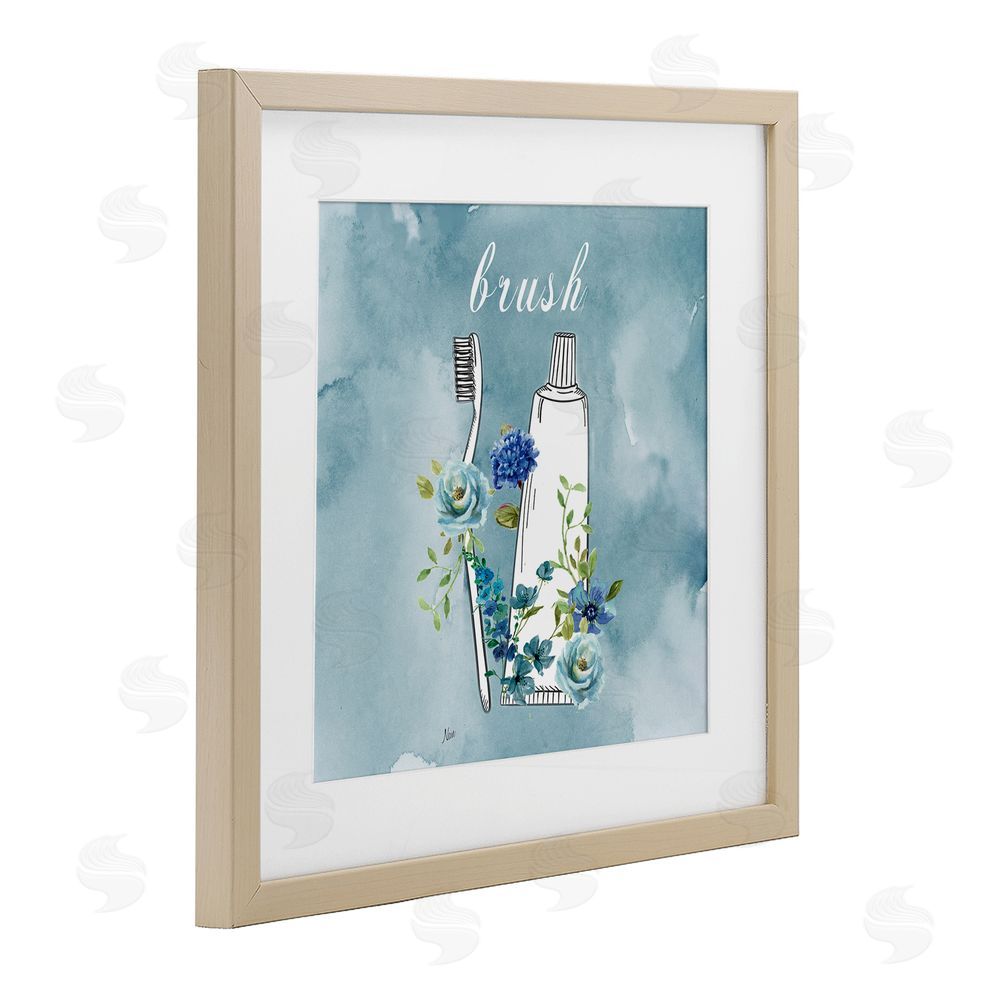Nan Floral Bathroom Rules Brush Brown Framed Print Under Glass Wall Art