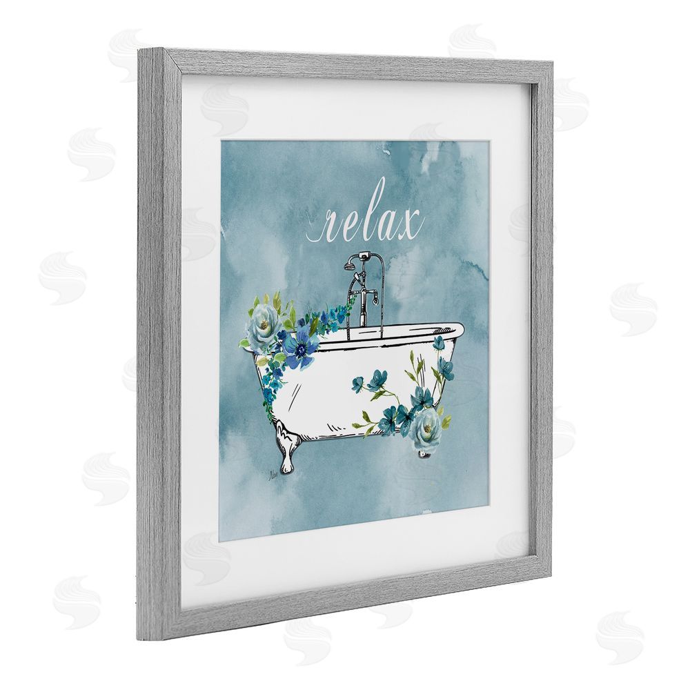 Nan Floral Bathroom Rules Relax Gray Framed Print Under Glass Wall Art