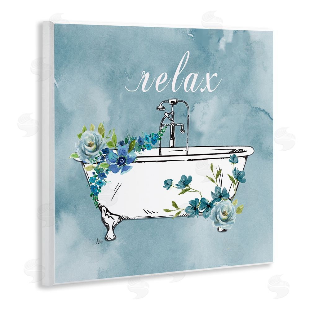 Nan Floral Bathroom Rules Relax Wooden Wall Plaque Art Print