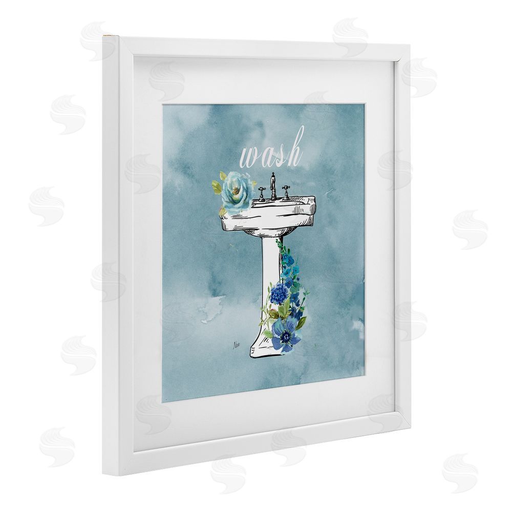 Nan Floral Bathroom Rules Wash White Framed Print Under Glass Wall Art