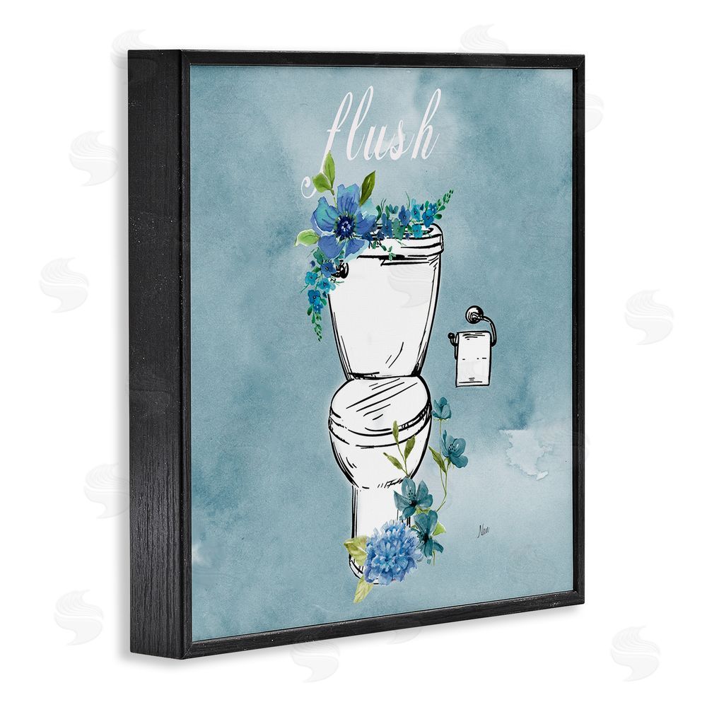 Nan Floral Bathroom Rules Flush Black Framed Giclee Wall Art Print