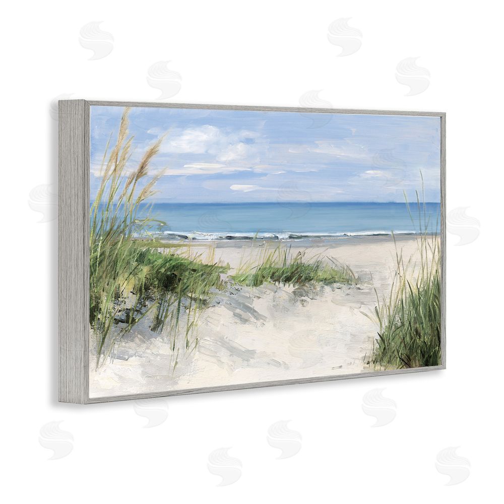 Sally Swatland Tall Grasses by Beach Coast Gray Framed Giclee Wall Art Print