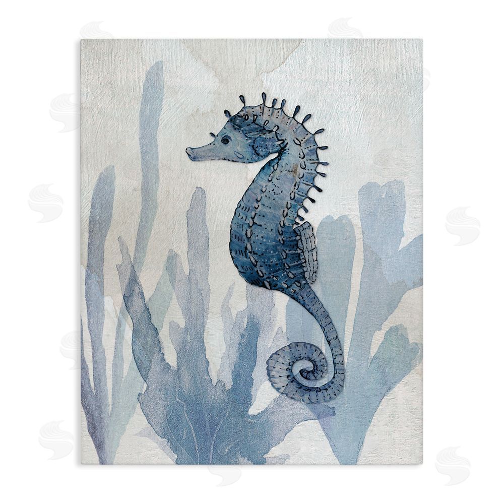 Susan Jill Organic Seaweed & Seahorse Stretched Canvas Wall Art Print