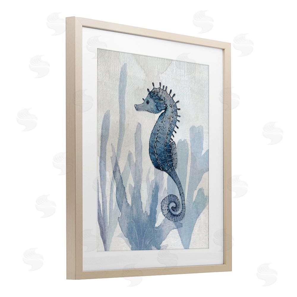 Susan Jill Organic Seaweed & Seahorse Brown Framed Print Under Glass Wall Art