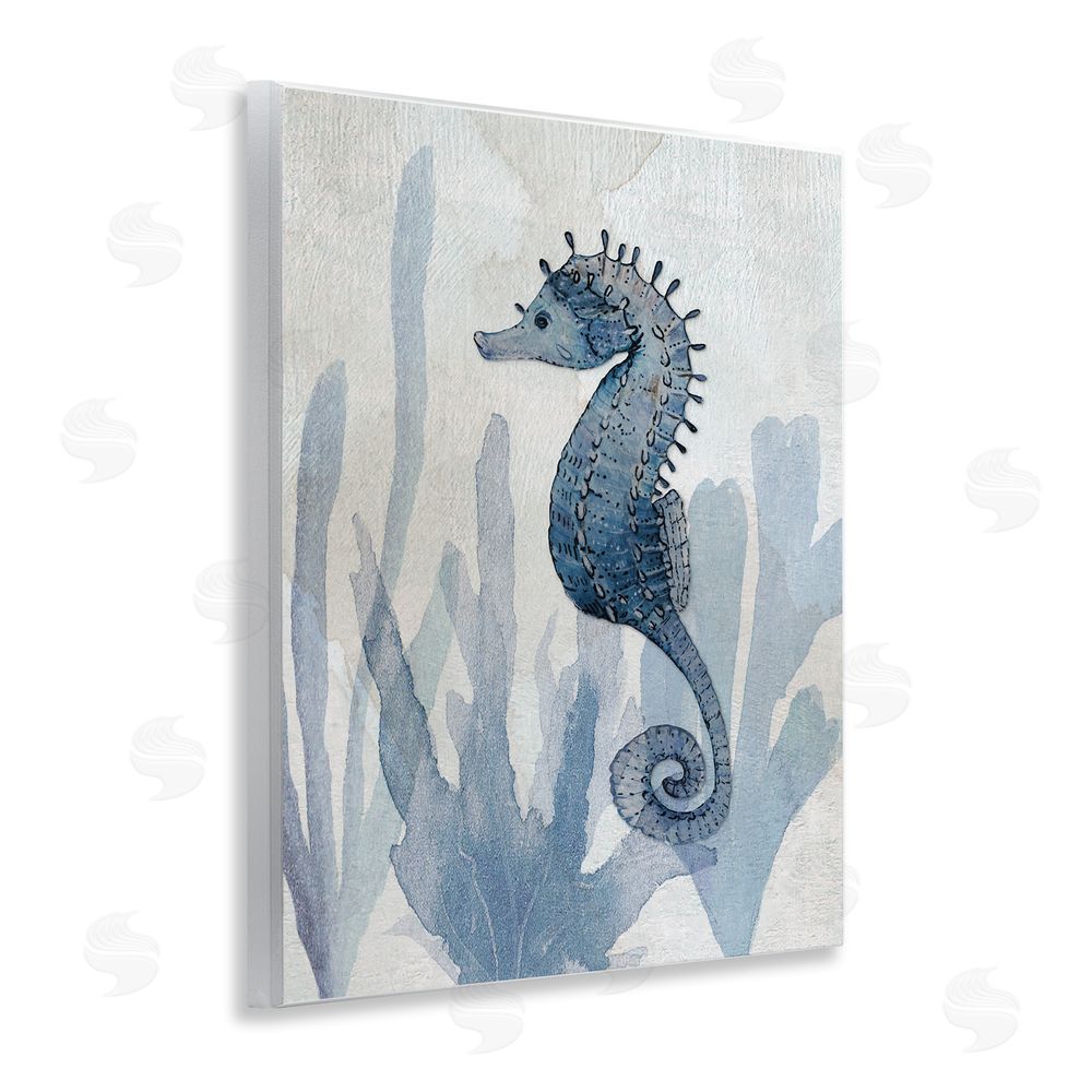 Susan Jill Organic Seaweed & Seahorse Wooden Wall Plaque Art Print