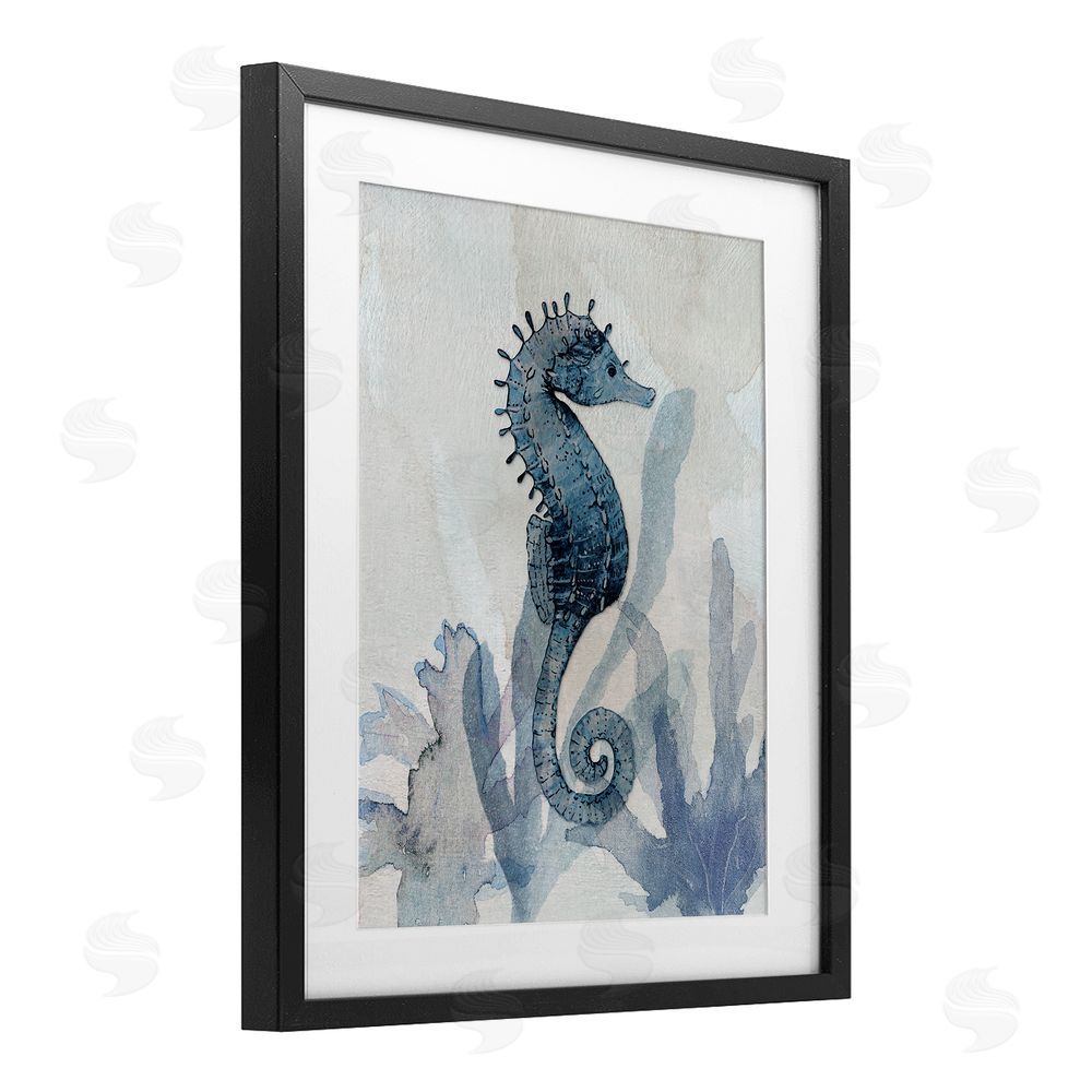 Susan Jill Seahorse & Seaweed Impressions Black Framed Print Under Glass Wall Art