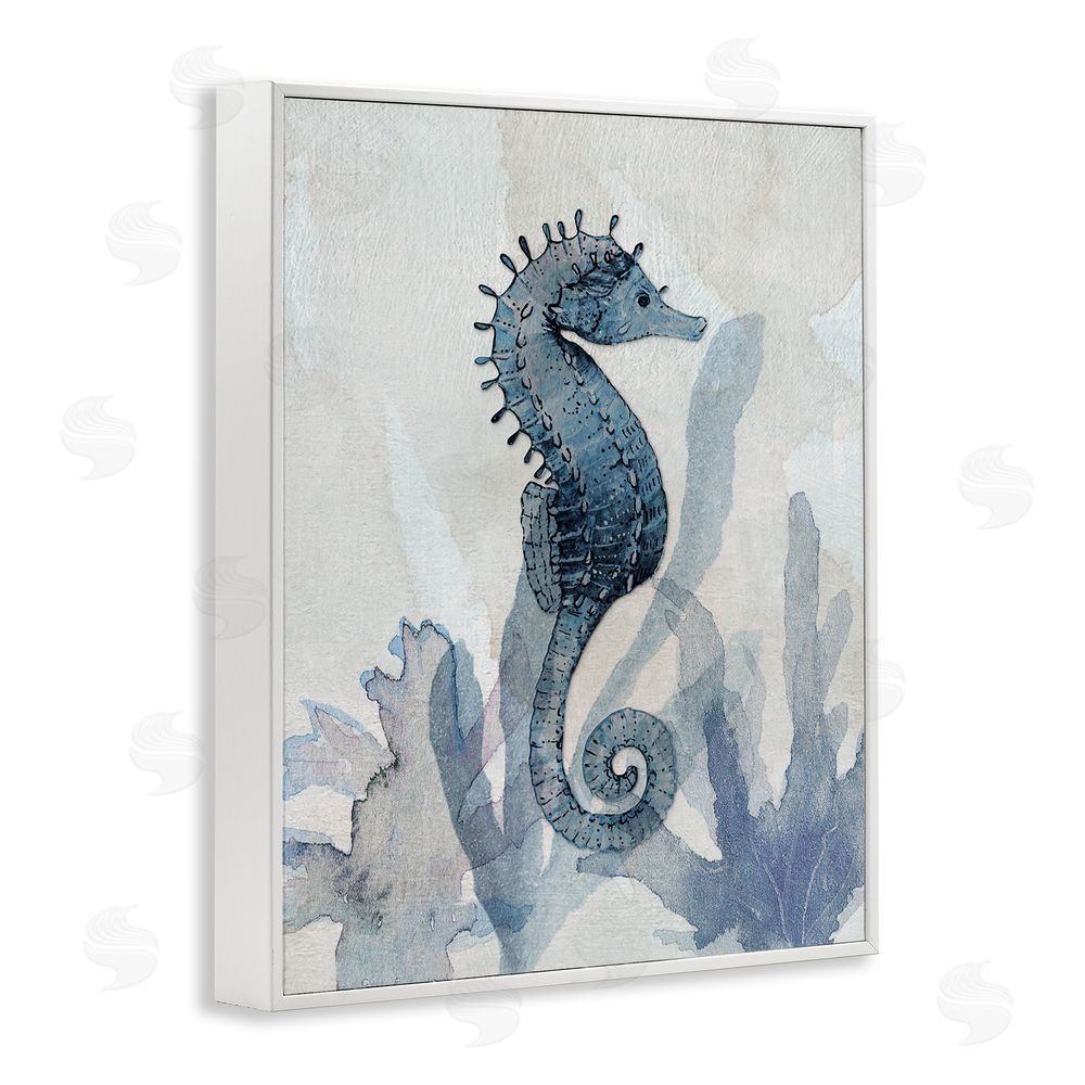 Susan Jill Seahorse & Seaweed Impressions White Framed Giclee Wall Art Print