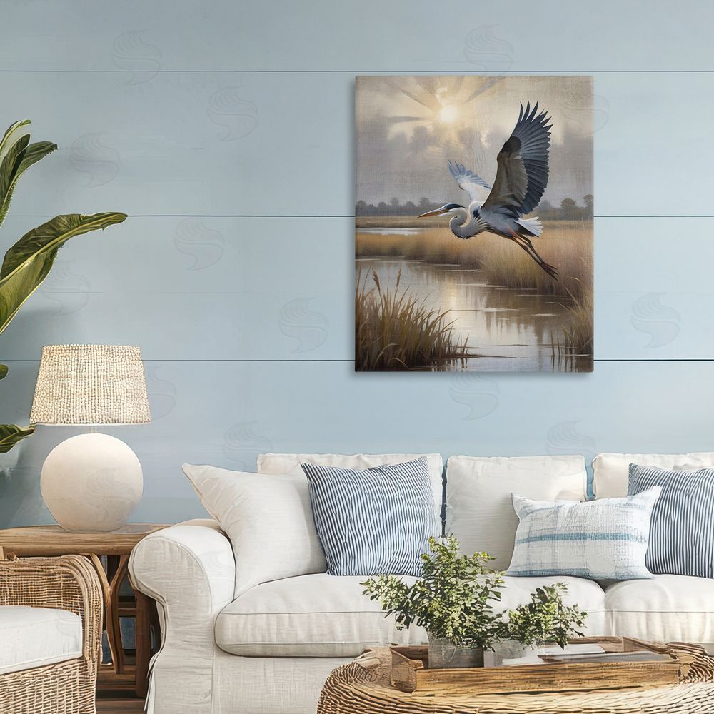 Susan Arnot Heron Flight over Wetlands