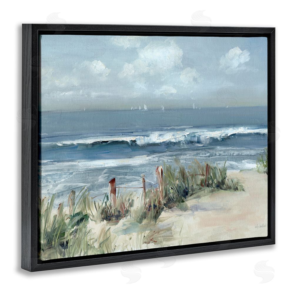 Sally Swatland Brushed Expression of Coast Black Floating Frame Canvas Wall Art Print