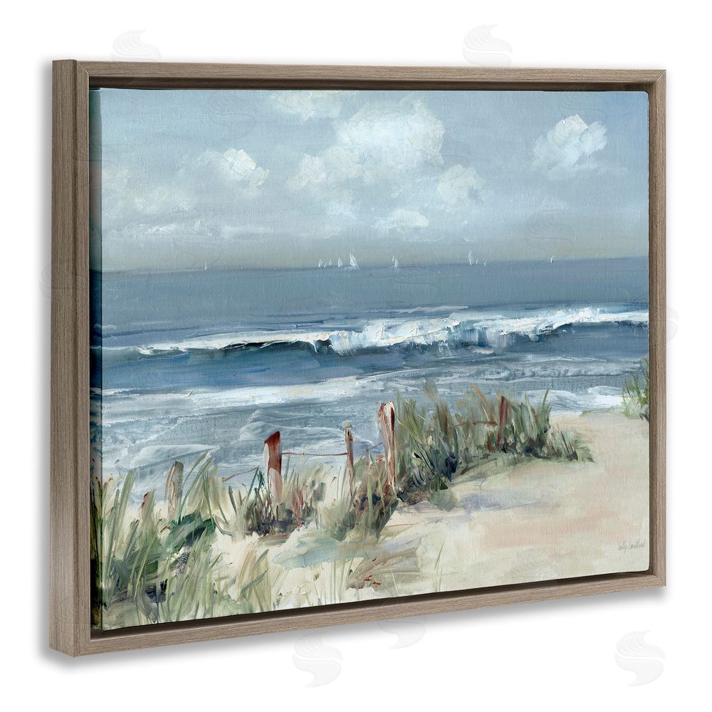 Sally Swatland Brushed Expression of Coast Brown Floating Frame Canvas Wall Art Print