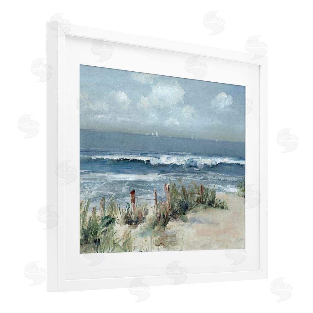 Sally Swatland Brushed Expression of Coast White Framed Print Under Glass Wall Art