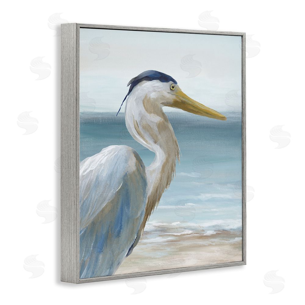 Nan Right Gazing Heron Gray Framed Giclee Wall Art Print