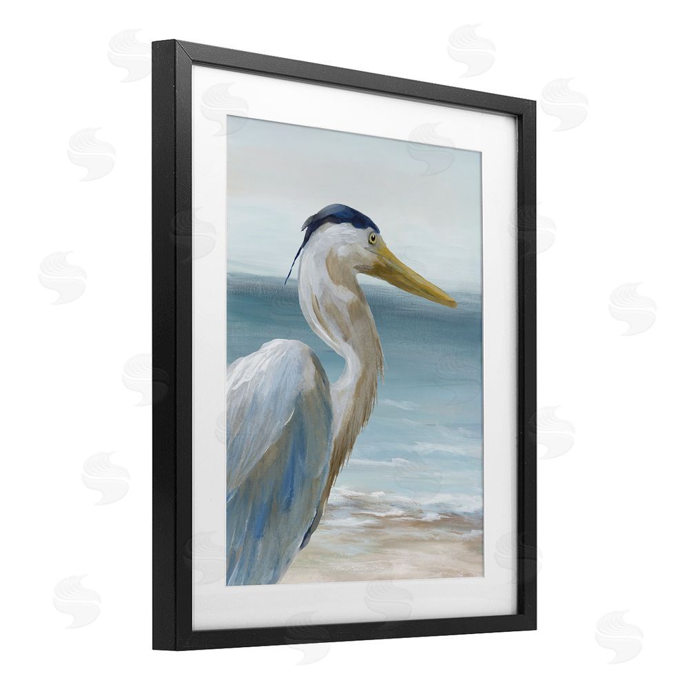 Nan Right Gazing Heron Black Framed Print Under Glass Wall Art