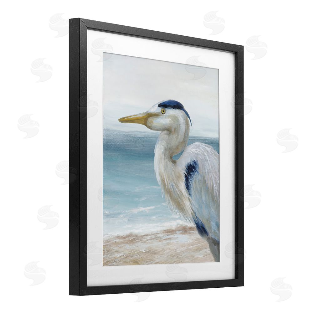 Nan Left Gazing Heron Black Framed Print Under Glass Wall Art