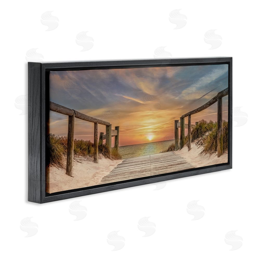 Mike Caliascibetta Pathway To Sunset Black Floating Frame Canvas Wall Art Print