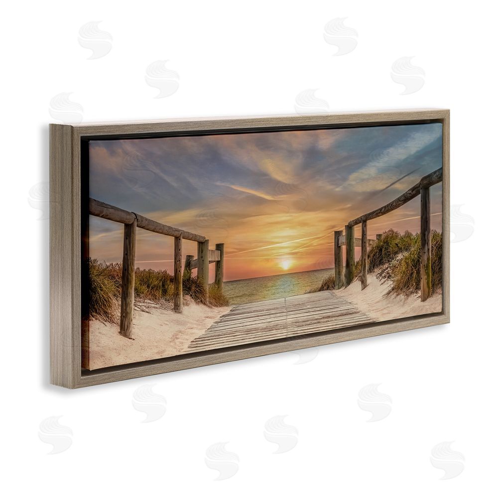 Mike Caliascibetta Pathway To Sunset Brown Floating Frame Canvas Wall Art Print