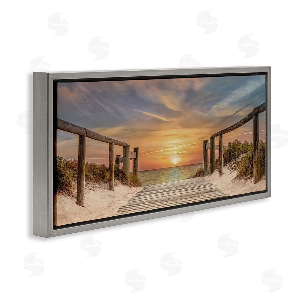 Mike Caliascibetta Pathway To Sunset Gray Floating Frame Canvas Wall Art Print