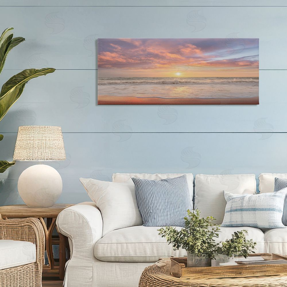 Mike Caliascibetta Vivid Sunset Panorama Stretched Canvas Wall Art in Room