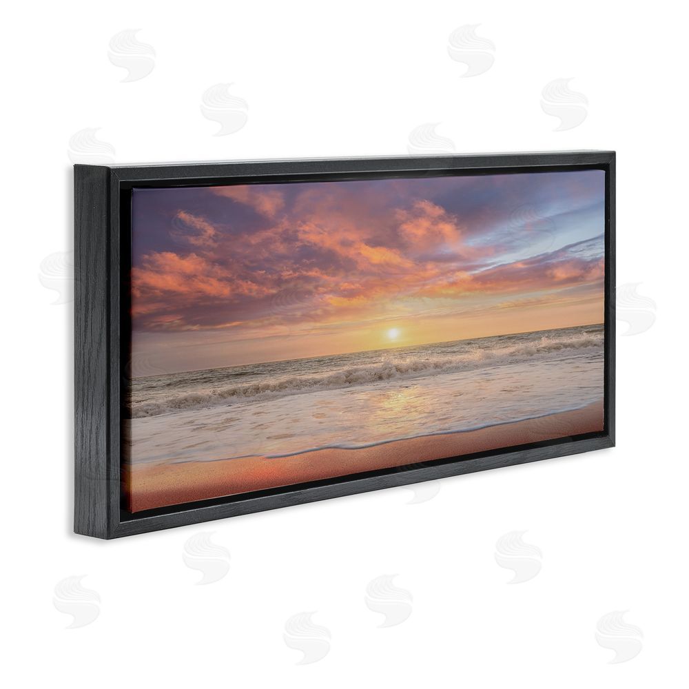 Mike Caliascibetta Vivid Sunset Panorama Black Floating Frame Canvas Wall Art Print