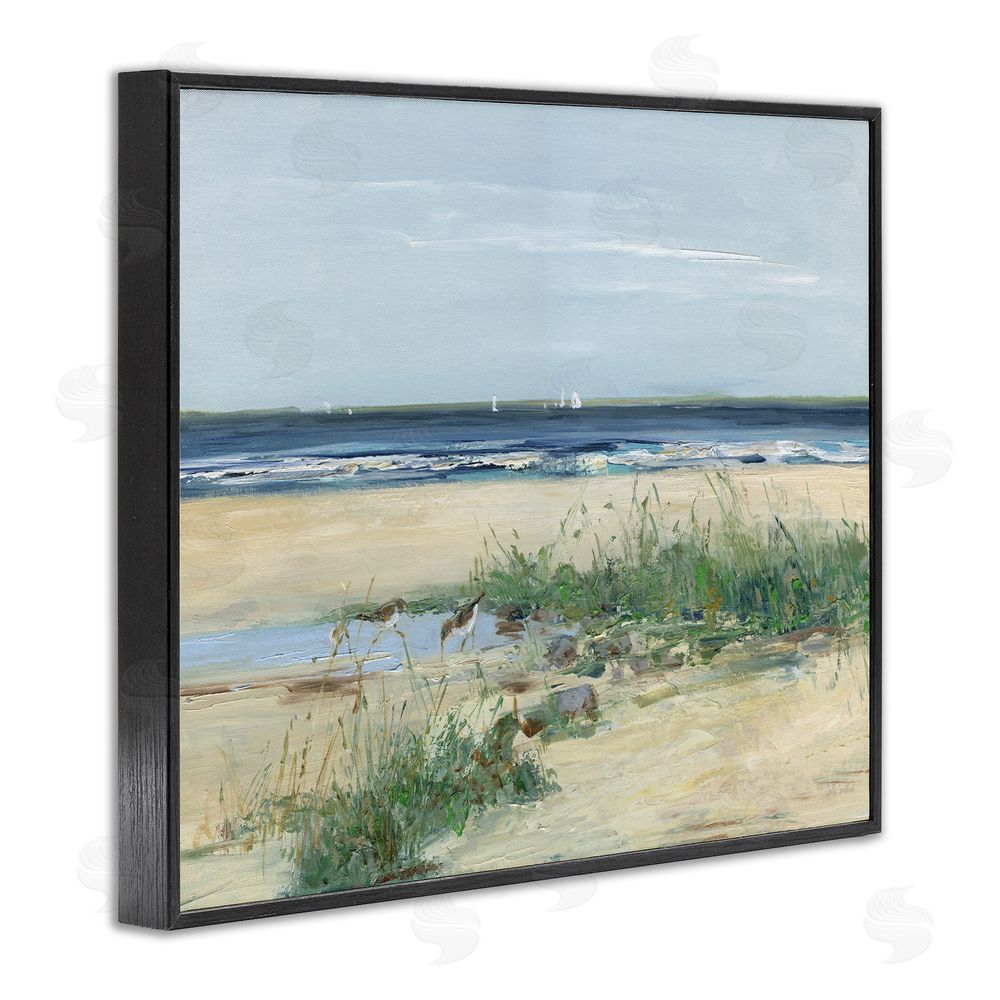 Sally Swatland Beach Marsh Sandpipers Black Framed Giclee Wall Art Print