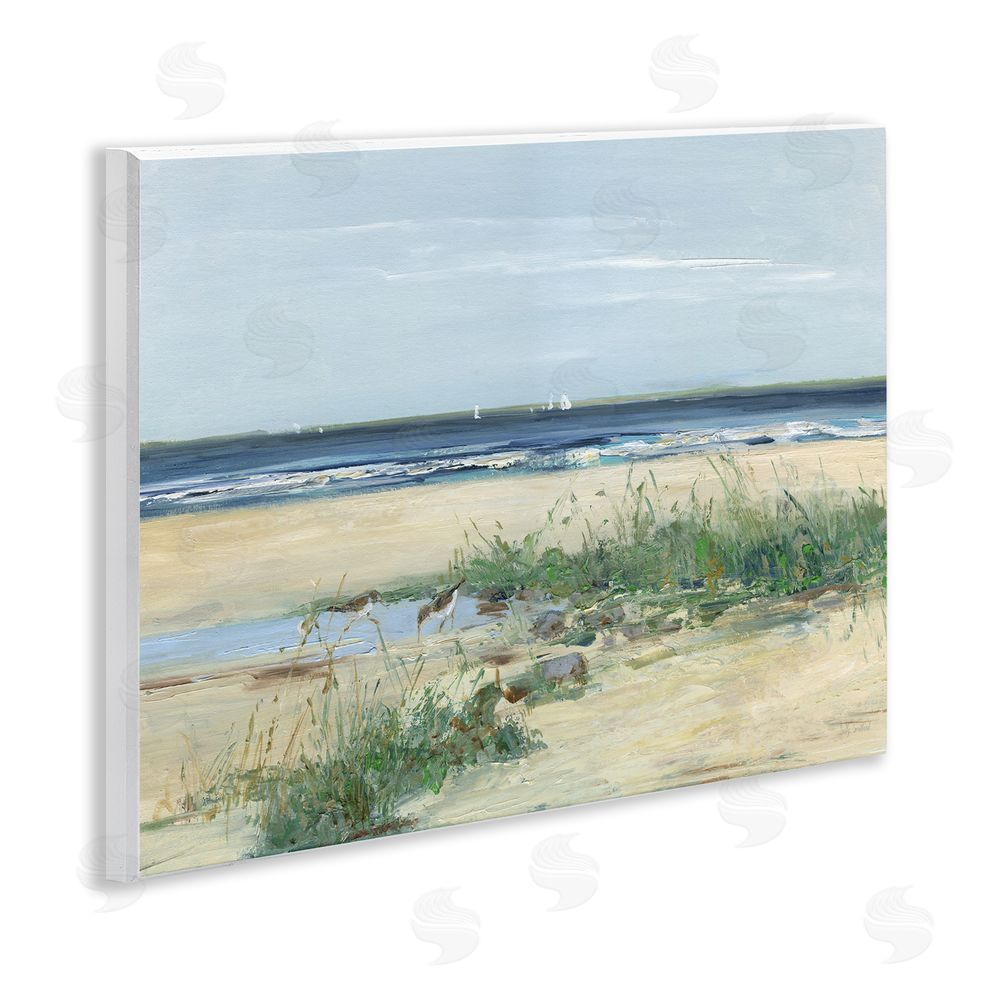 Sally Swatland Beach Marsh Sandpipers Wooden Wall Plaque Art Print