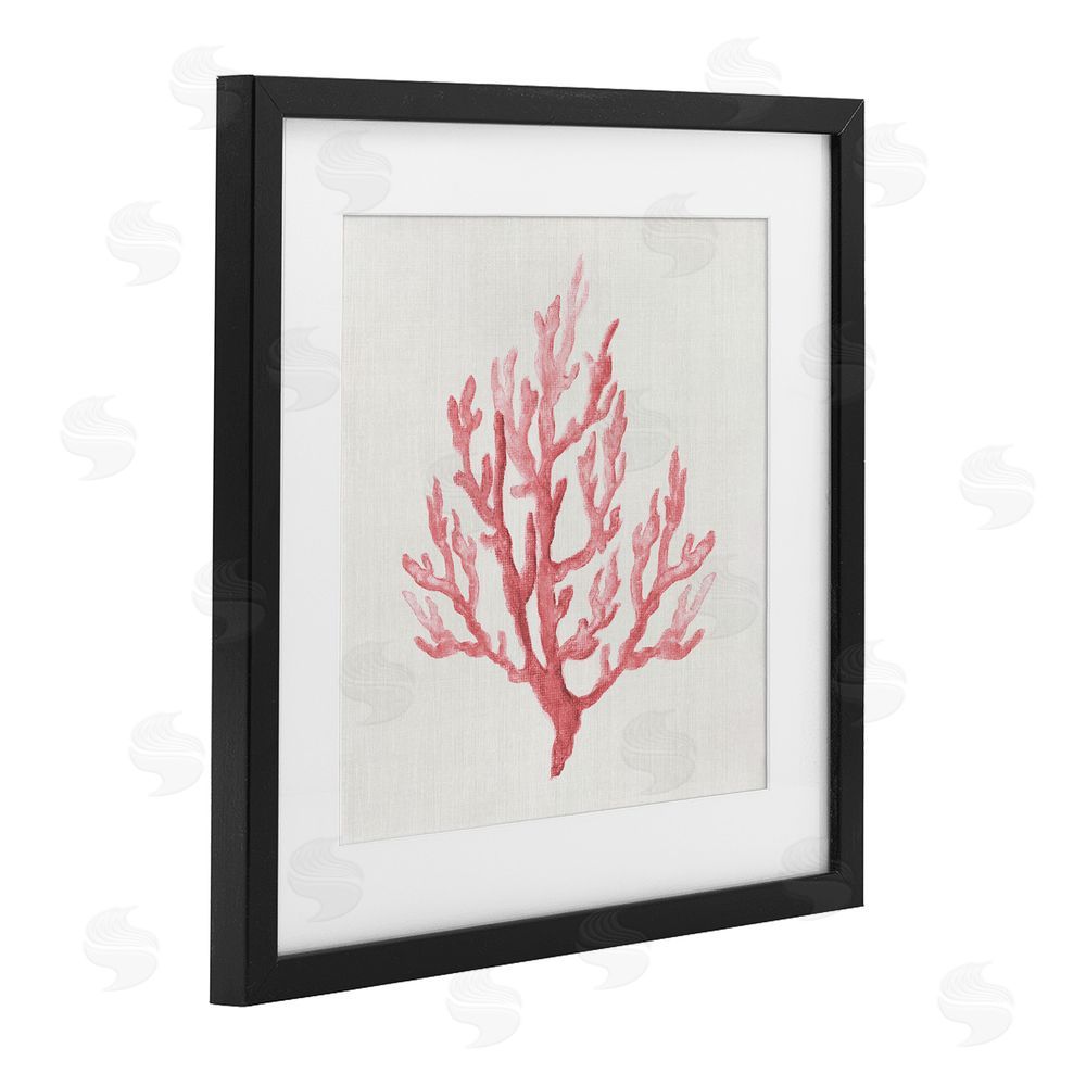 Janet Tava Muted Pink Coral Branch Black Framed Print Under Glass Wall Art