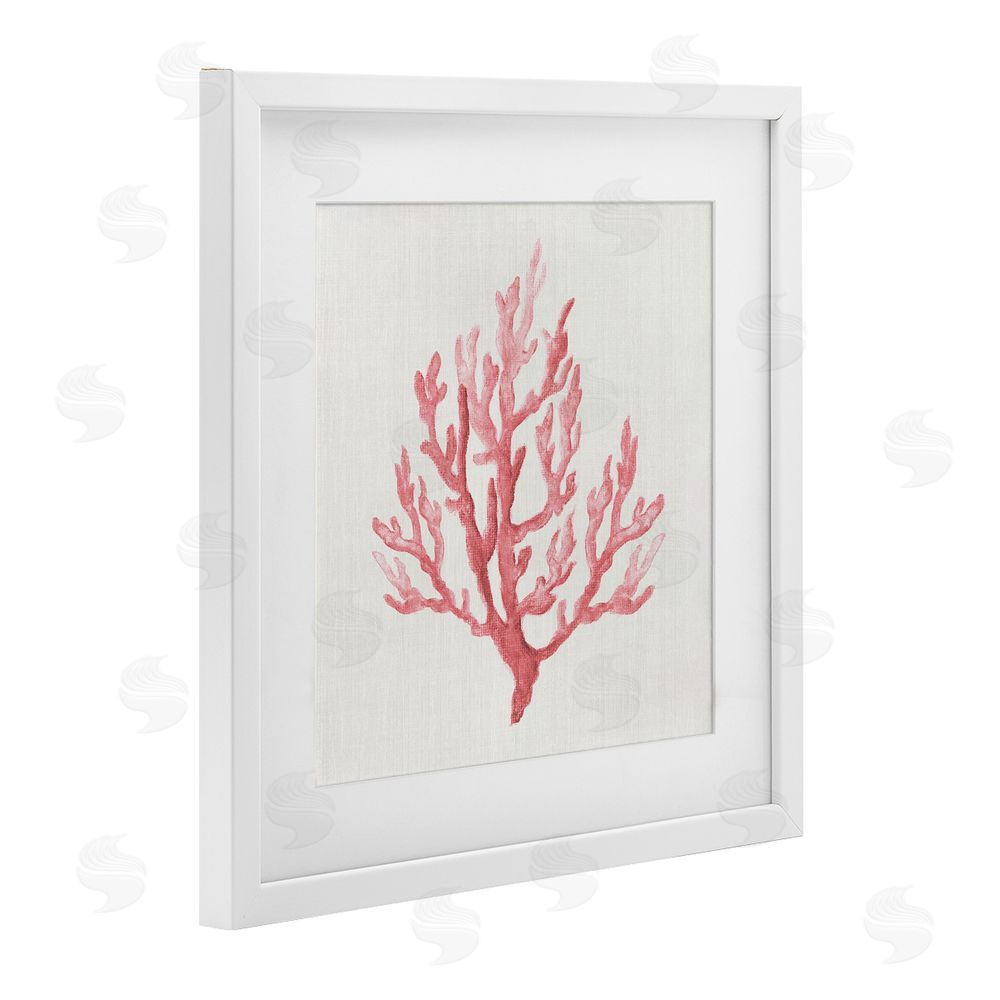 Janet Tava Muted Pink Coral Branch White Framed Print Under Glass Wall Art