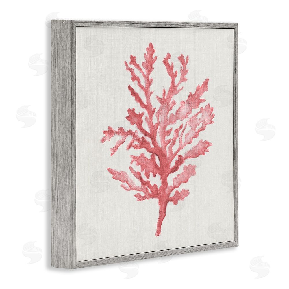 Janet Tava Rosy Pink Coral Branch Gray Framed Giclee Wall Art Print