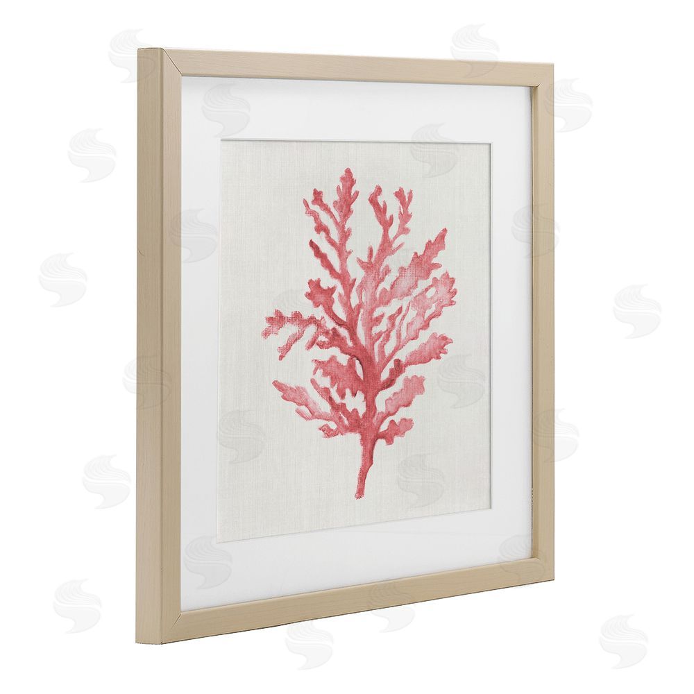 Janet Tava Rosy Pink Coral Branch Brown Framed Print Under Glass Wall Art