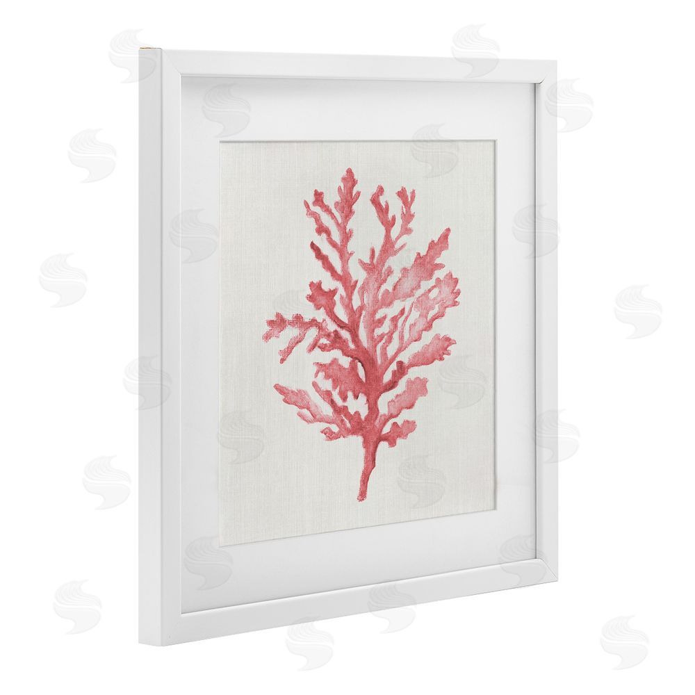 Janet Tava Rosy Pink Coral Branch White Framed Print Under Glass Wall Art