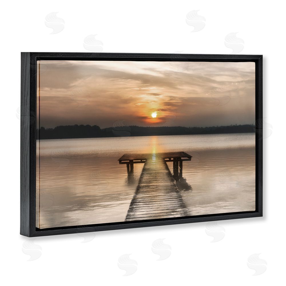 Irene Weisz Centric Reflective Sunrise Black Floating Frame Canvas Wall Art Print