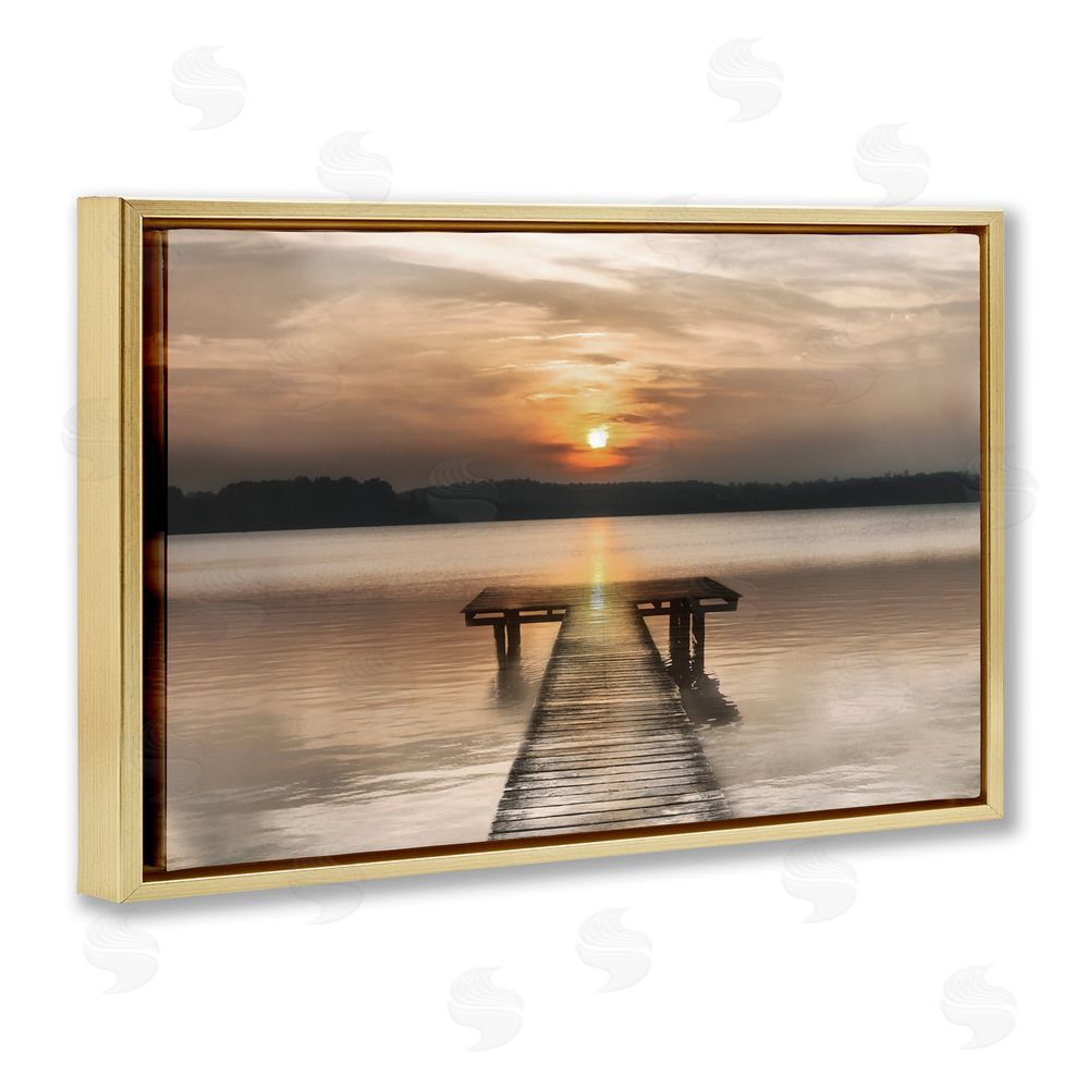 Irene Weisz Centric Reflective Sunrise Gold Floating Frame Canvas Wall Art Print