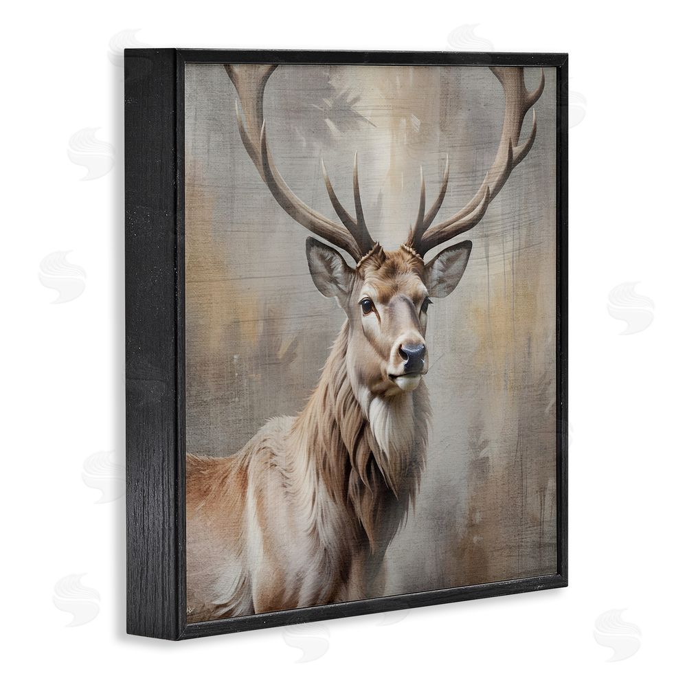 Susan Arnot Rustic Stag with Majestic Glance Black Framed Giclee Wall Art Print
