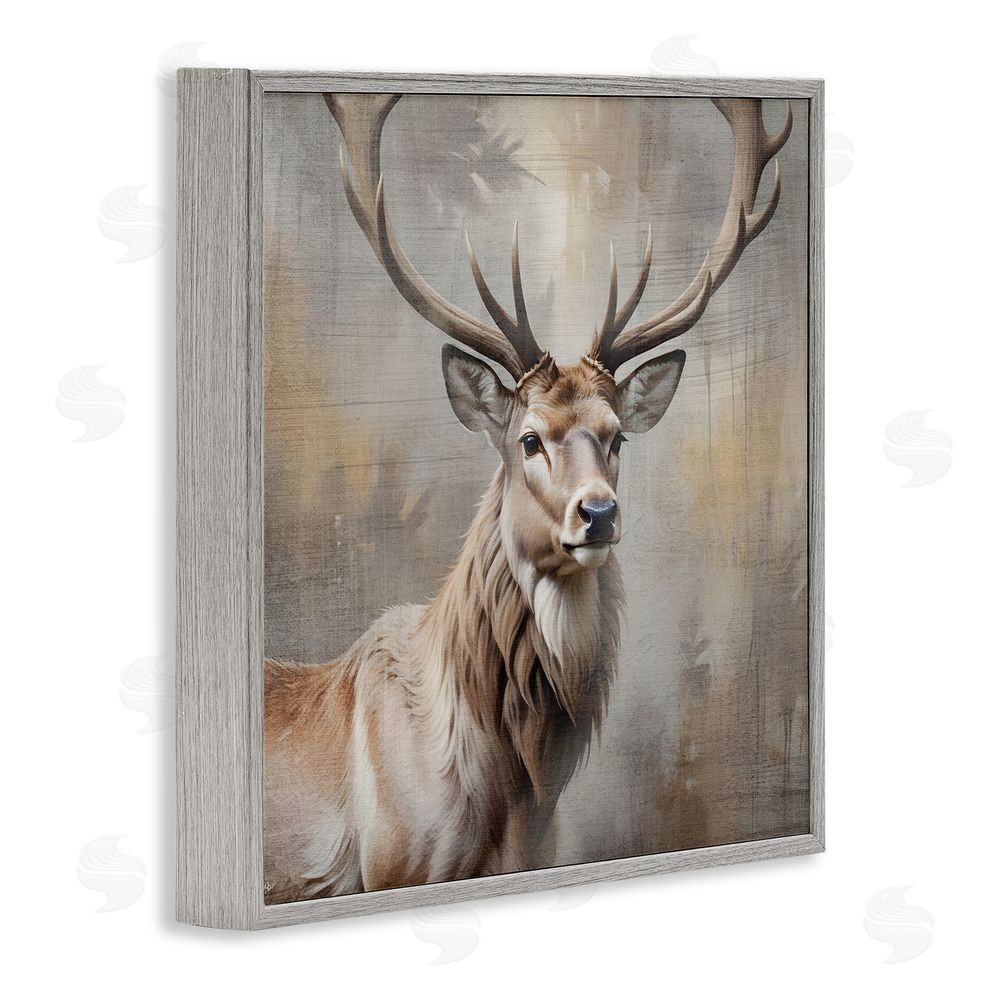 Susan Arnot Rustic Stag with Majestic Glance Gray Framed Giclee Wall Art Print
