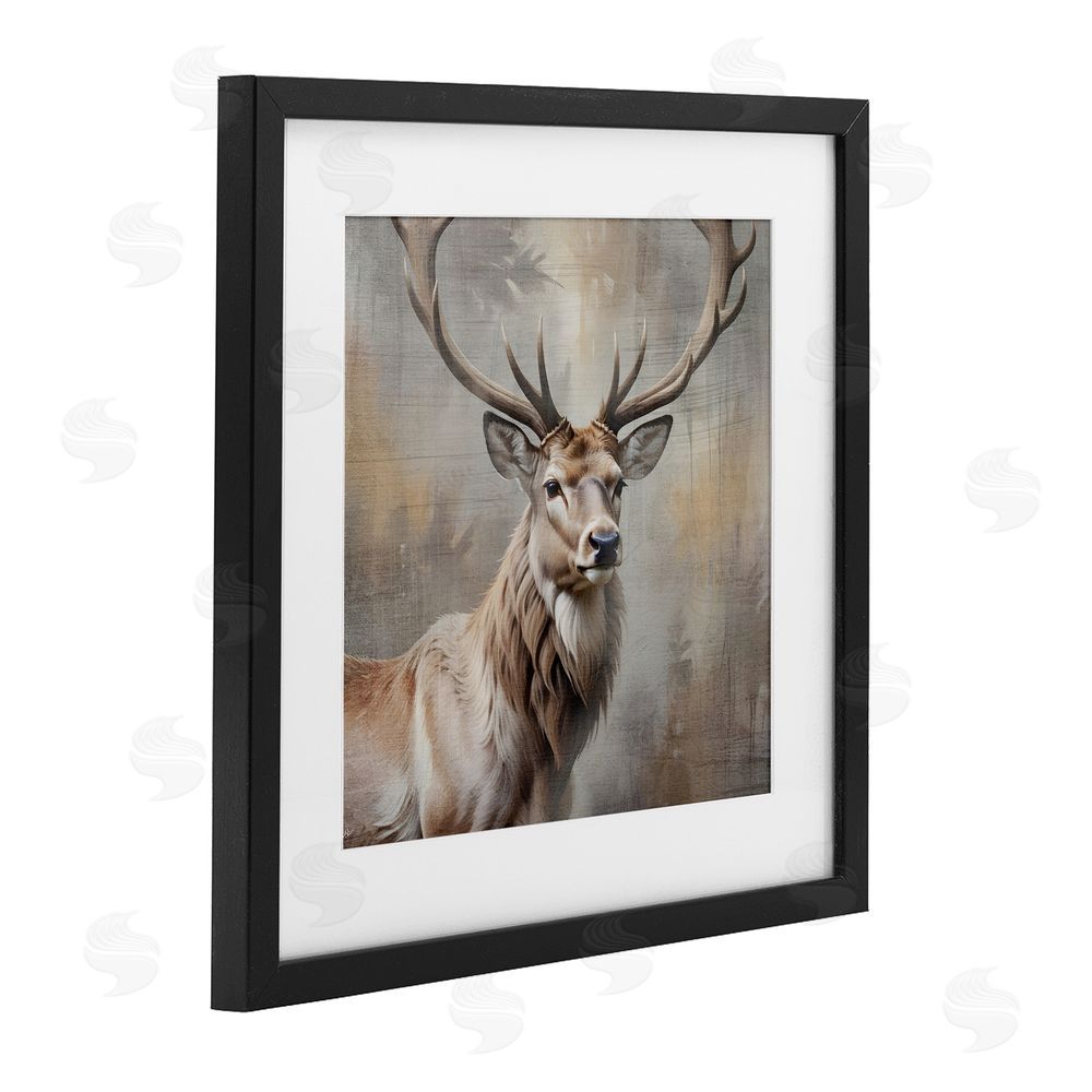 Susan Arnot Rustic Stag with Majestic Glance Black Framed Print Under Glass Wall Art