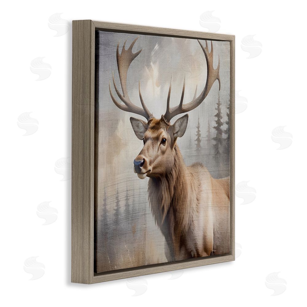 Susan Arnot Graceful Forest Stag Brown Floating Frame Canvas Wall Art Print