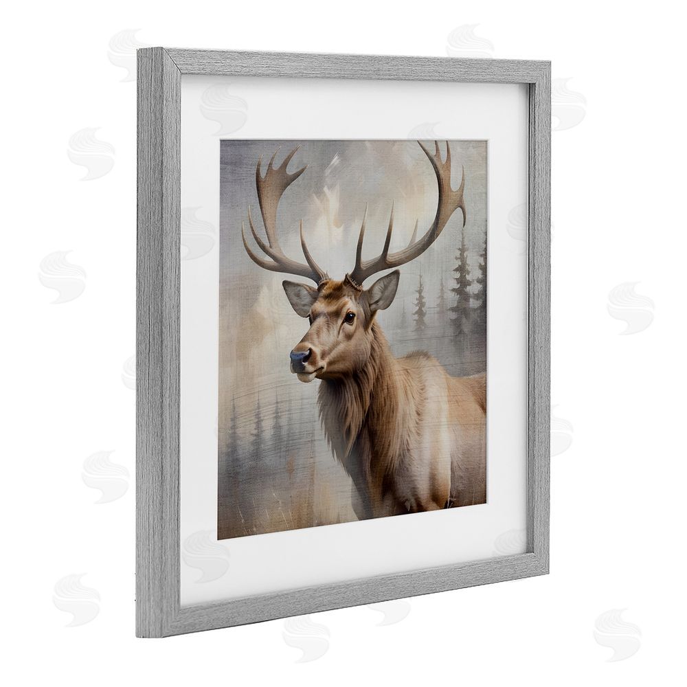 Susan Arnot Graceful Forest Stag Gray Framed Print Under Glass Wall Art