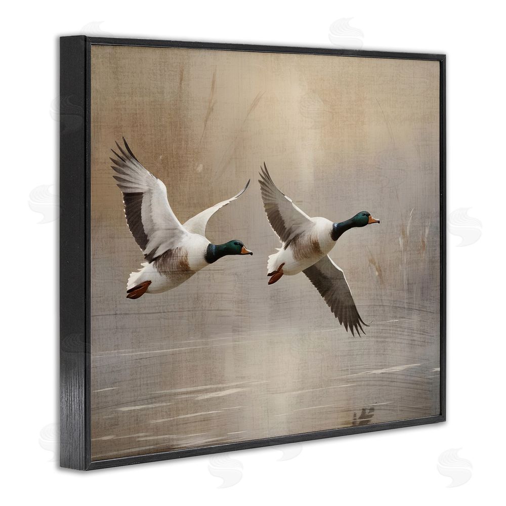 Susan Arnot Mallard Ducks over Pond Black Framed Giclee Wall Art Print