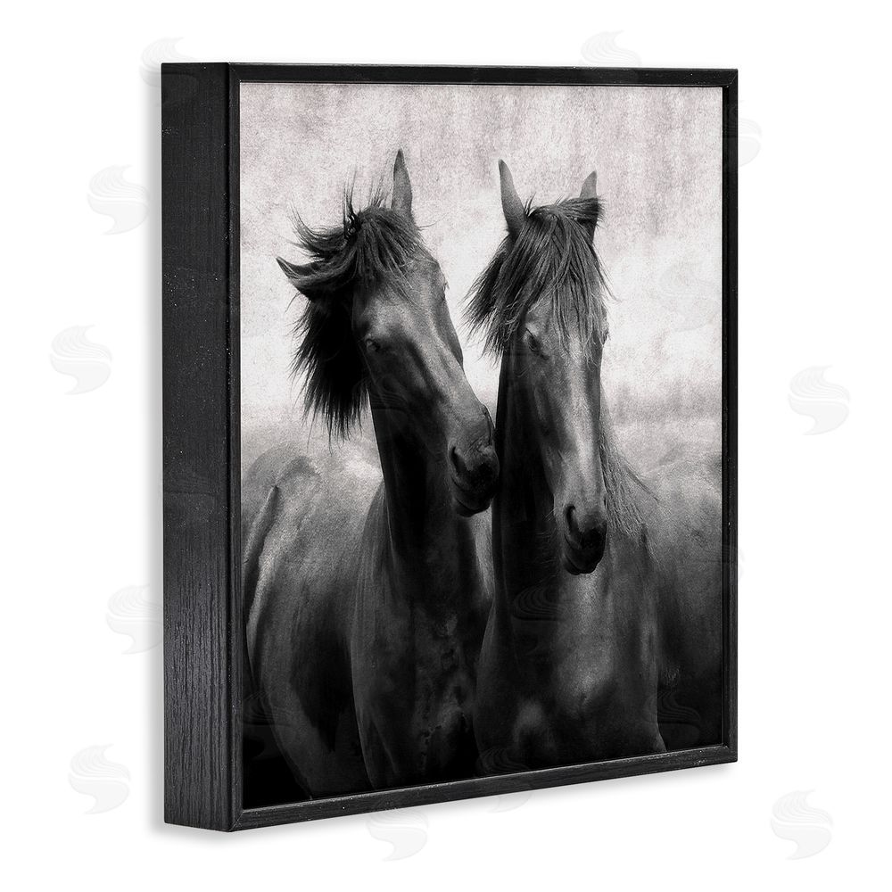 Lars Van de Goor Short Haired Horse Pair Black Framed Giclee Wall Art Print