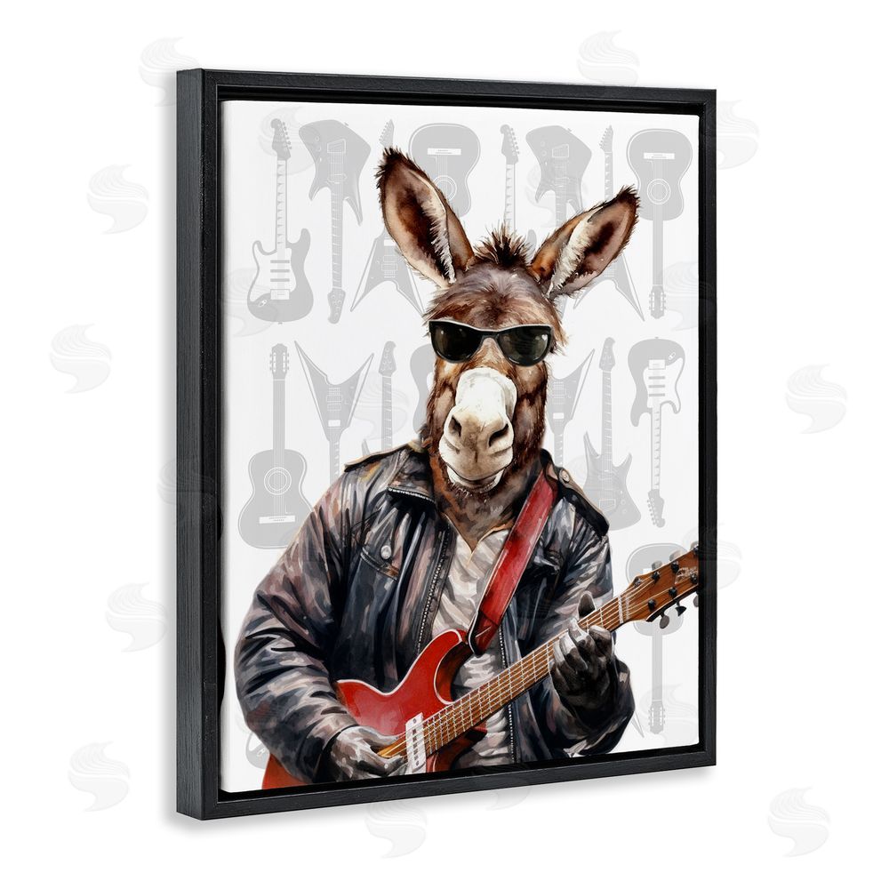 CAD Designs Performing Musician Donkey Black Floating Frame Canvas Wall Art Print