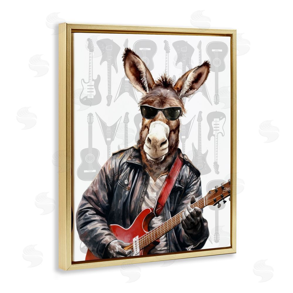 CAD Designs Performing Musician Donkey Gold Floating Frame Canvas Wall Art Print