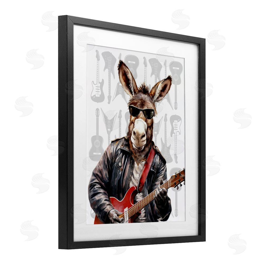 CAD Designs Performing Musician Donkey Black Framed Print Under Glass Wall Art
