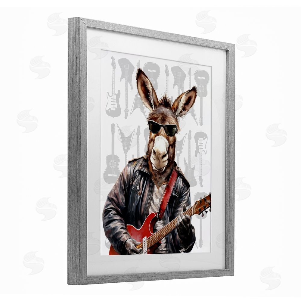 CAD Designs Performing Musician Donkey Gray Framed Print Under Glass Wall Art