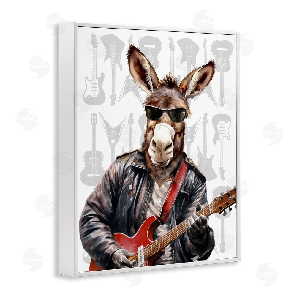 CAD Designs Performing Musician Donkey White Framed Giclee Wall Art Print