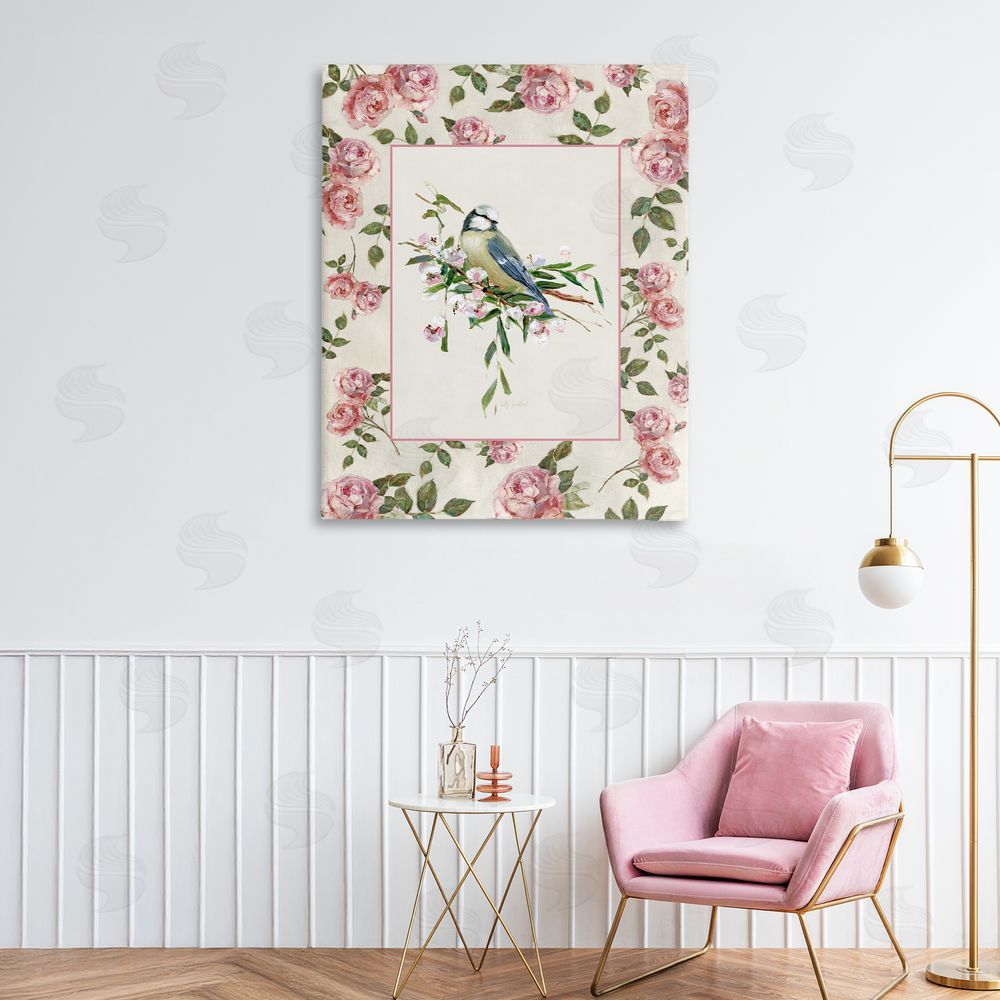 Sally Swatland Dainty Roses & Perched Bird