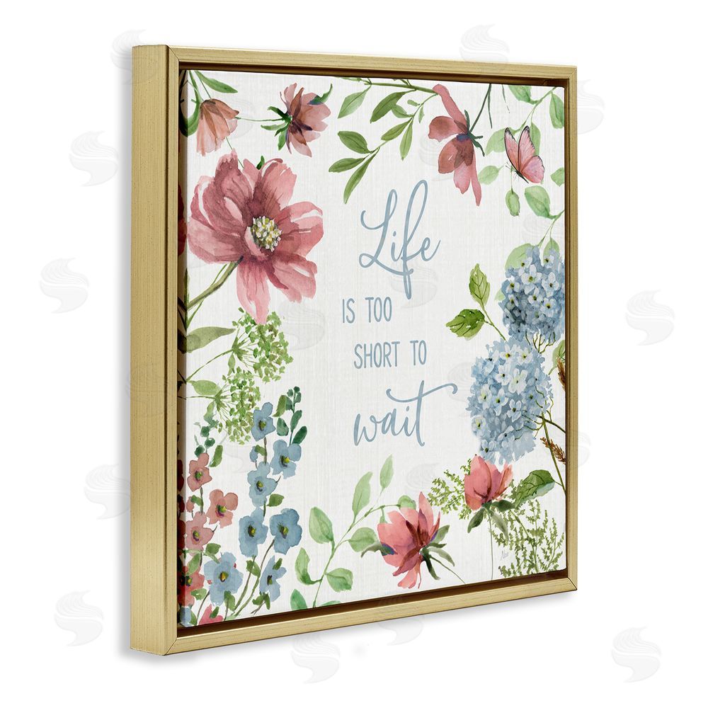 Nan Too Short To Wait Gold Floating Frame Canvas Wall Art Print