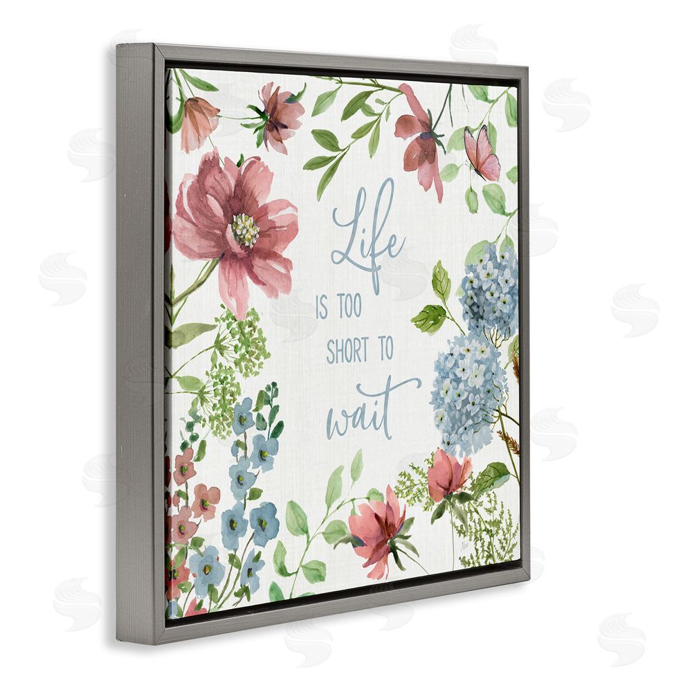 Nan Too Short To Wait Gray Floating Frame Canvas Wall Art Print