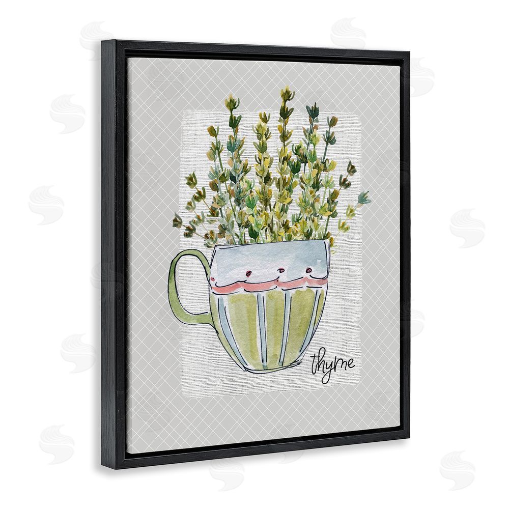 Livi Finn Thyme Herb Mug Black Floating Frame Canvas Wall Art Print