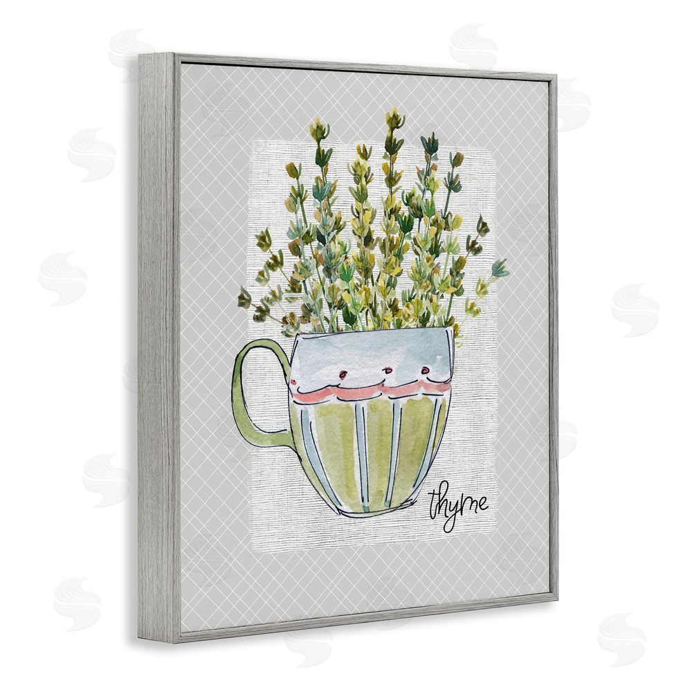 Livi Finn Thyme Herb Mug Gray Framed Giclee Wall Art Print