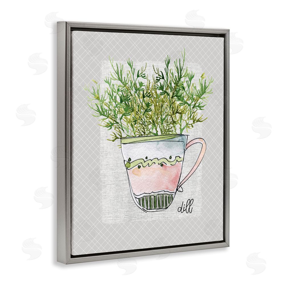 Livi Finn Dill Herb Mug Gray Floating Frame Canvas Wall Art Print
